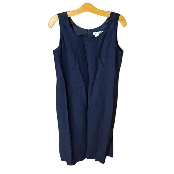 Vintage Coldwater Creek Blue Sleeveless Linen Sheath Dress size 12 fully lined - Picture 1 of 8